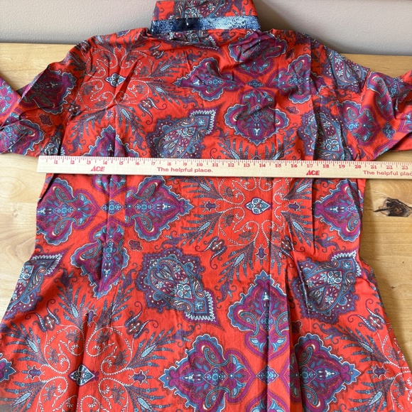 GEORG ROTH SHIRT BUTTON UP BREATHABLE COTTON PAISLEY SEQUINS BOHO CHIC LUXE XL - Picture 8 of 12
